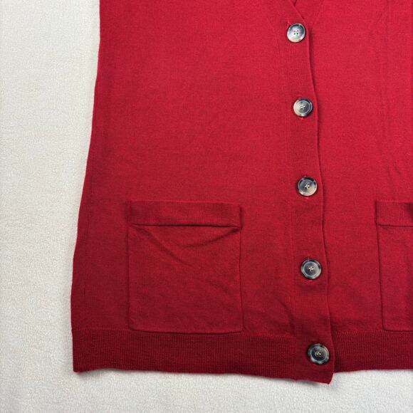 Women's Medium THEORY Gwyneth Cashmere short sleeve cardigan in valentine red - Picture 8 of 9